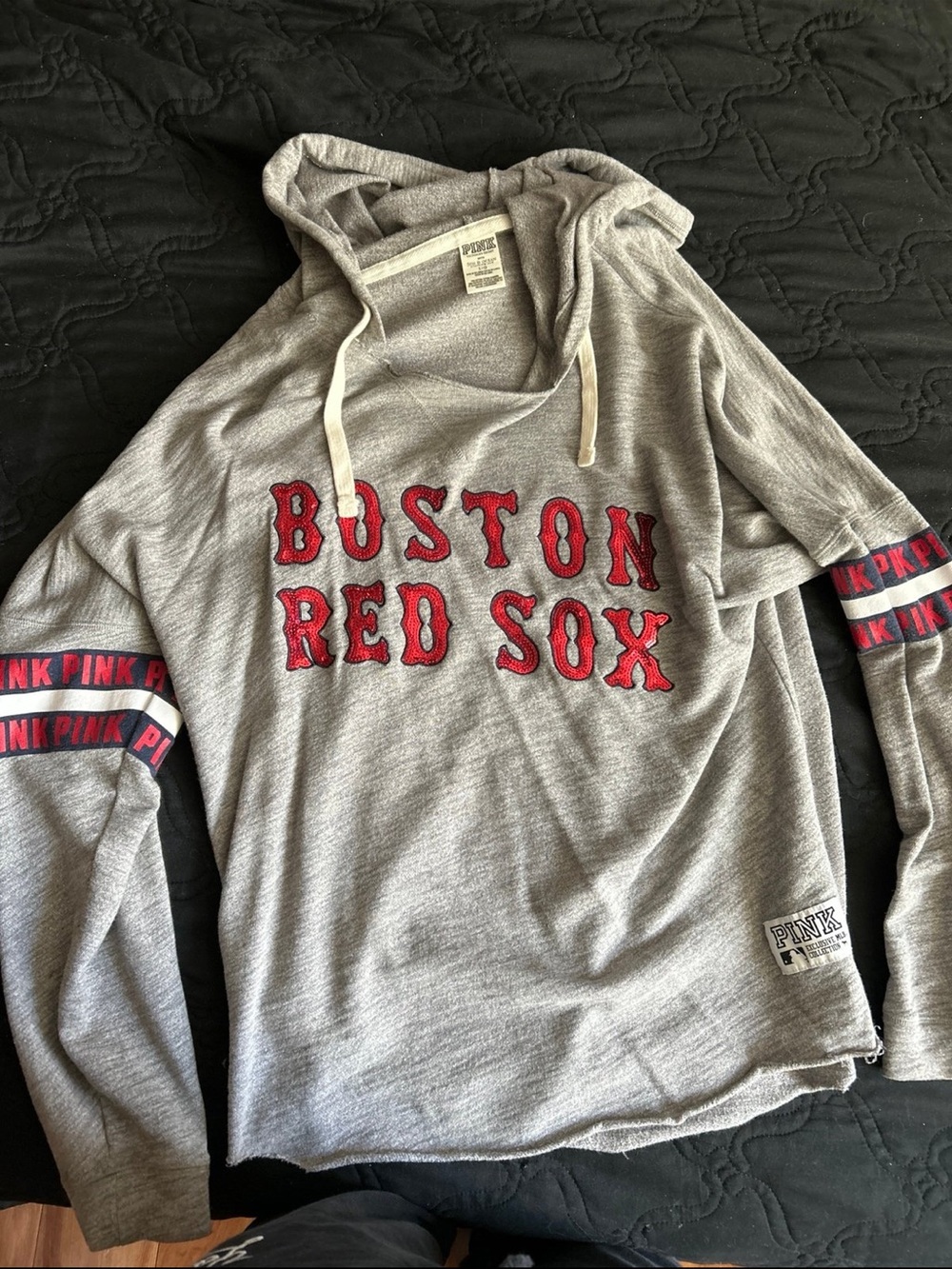 Boston Red Sox Gray Hoodie with Pink Trim - PINK by Victoria's Secret- Large